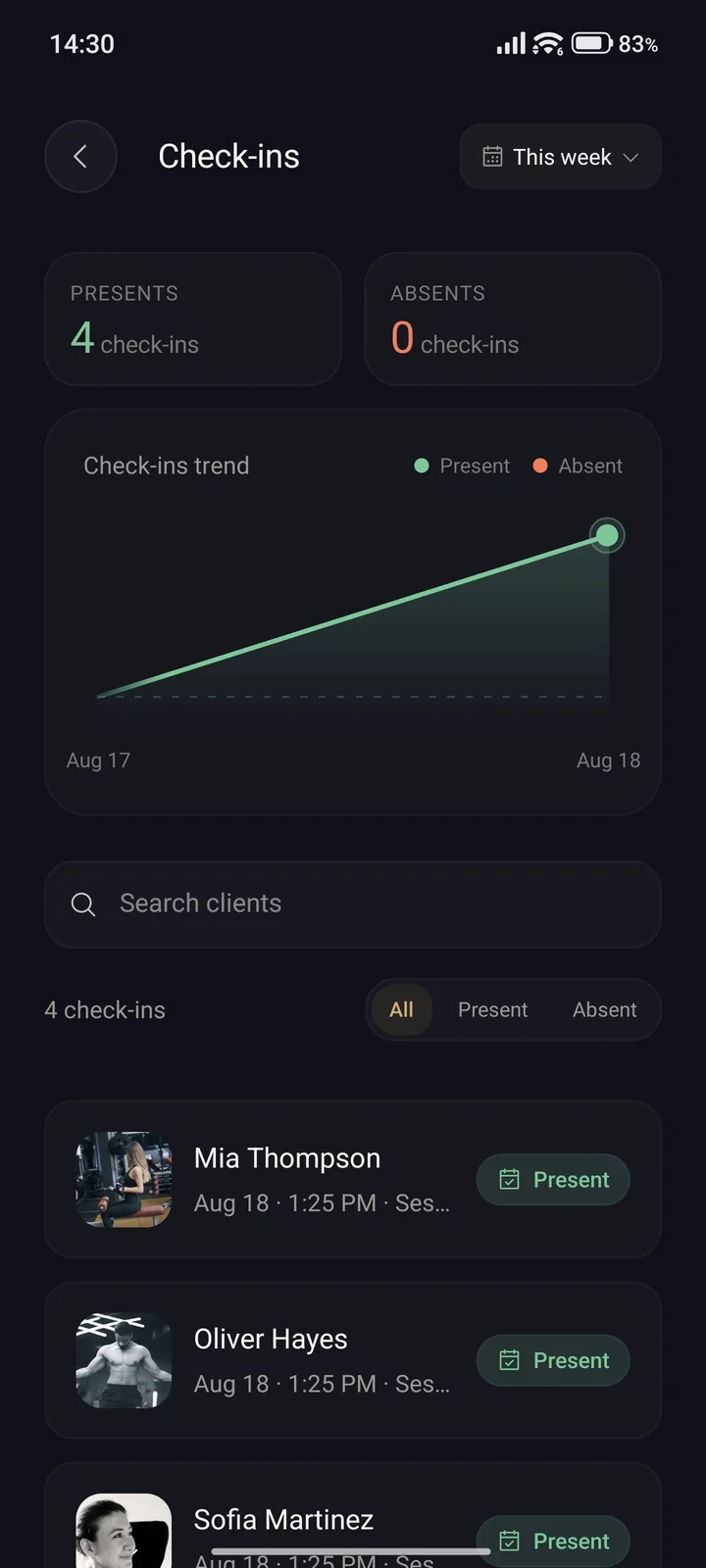 Check-in history