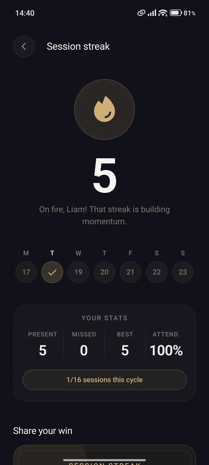 Attendance streak