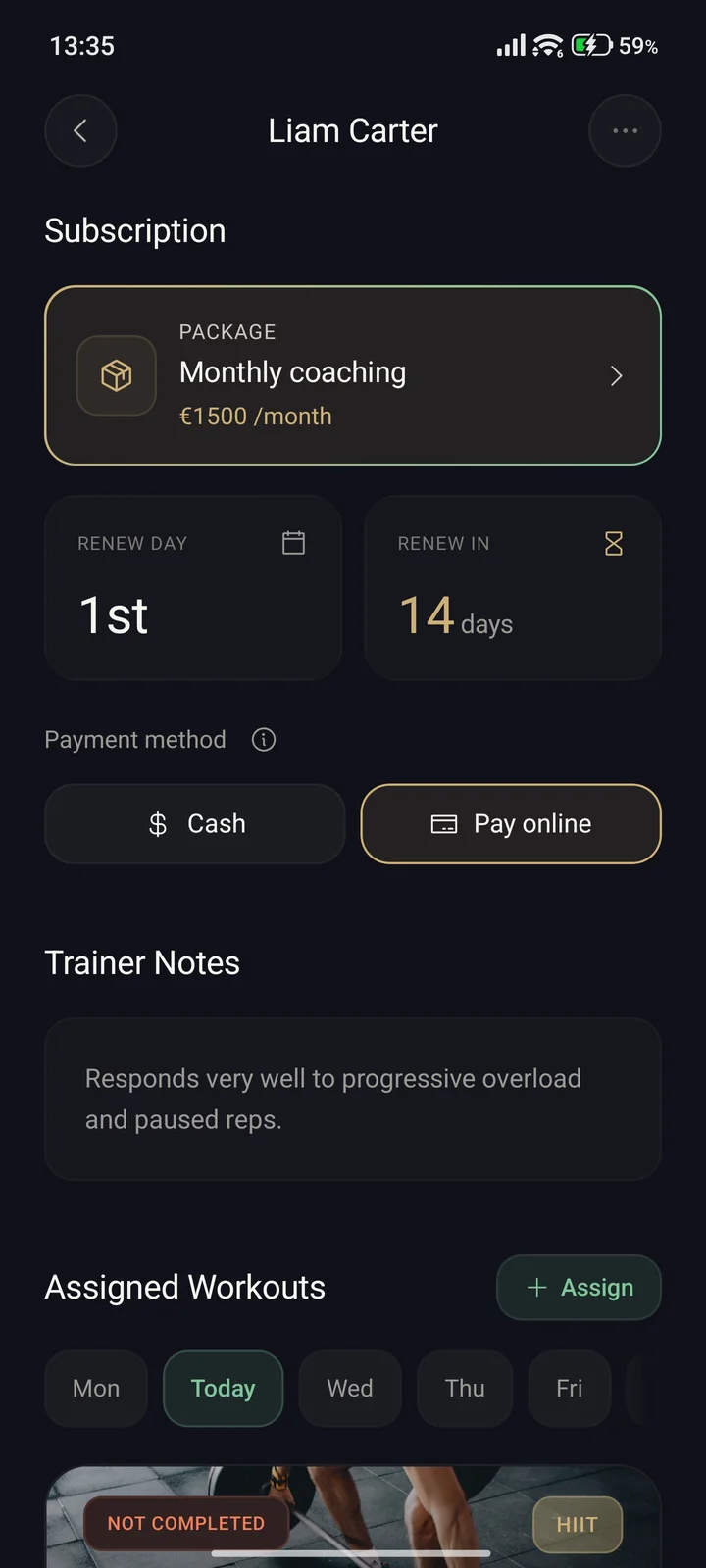 Client subscription