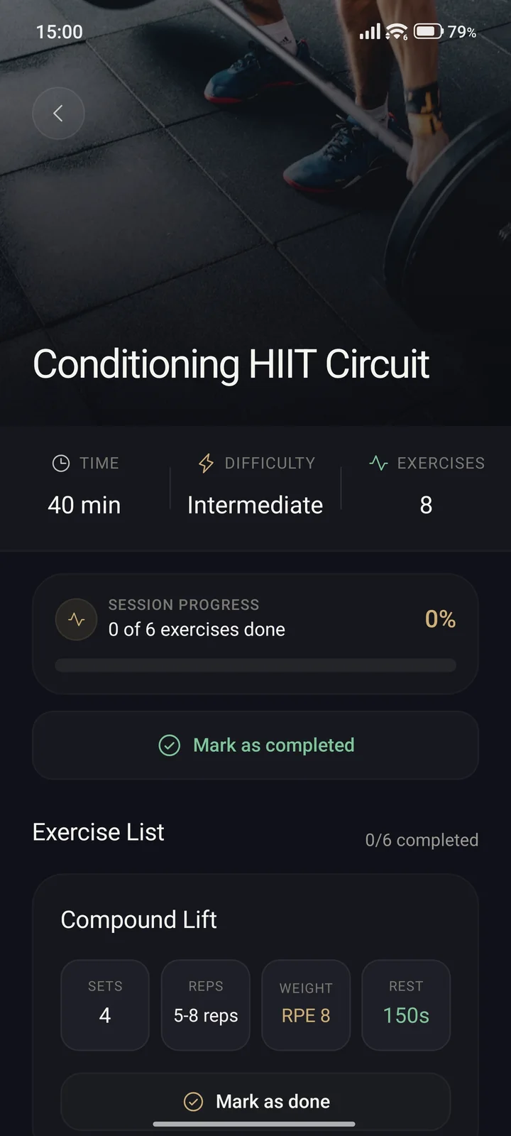 Workout details