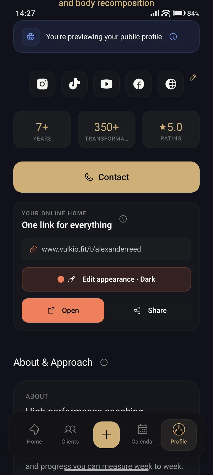Public page customisation